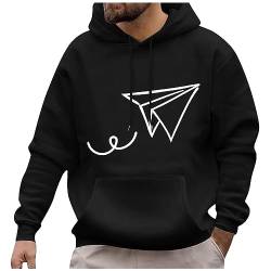 RMBLYfeiye Sweatjacke Herren Mit Kapuze Zip Hoodie Herren Norweger Pullover Herren Laufshirt Herren Langarm Papierflieger Druck Fleecefutter Hip Hop Hoody Mit Kängurutasche Zip Hoodie (Schwarz, 4XL) von RMBLYfeiye