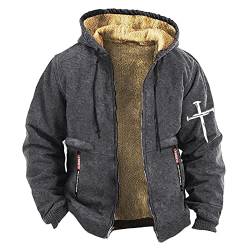 RMBLYfeiye Tactical Jacke Herren Herbst Jacke Herren Outdoor Jacken Für Männer Wasserdicht Fleece Futter Decken Kapuzenjacke Sweatjacke Mit Kapuze Thermo Fleecejacke Laufjacke Herren (Dunkelgrau 3Xl) von RMBLYfeiye