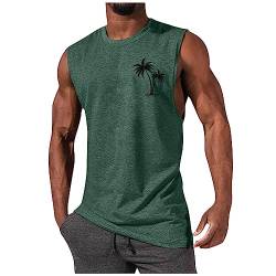 Schwarze Tshirt Herren Hawaii Kostüm Männer Haiwaii Hemd Rundhals Palm Druck Funktionsshirt Ärmellos Bodybuilding Tank Top Regular Fit Muskelshirts Fitness Trägershirt Basic Gym Top Hawaii Hemd Grün L von RMBLYfeiye