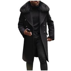 Sweatjacke Herren Mit Kapuze Motorrad Jacken Herren Outdoor Jacken Für Männer Wasserdicht Zweireiher Trenchcoat Mit Taschen Plüsch Strickmantel Winterparka Buseiness Mantel Herrenjacke Schwarz L von RMBLYfeiye