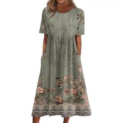 Temu Shop Kleidung Damen Pareos & Strandkleider Für Damen Kleider Damen Sommer Lang Shirtkleider Damen Sommer Blumen Bedruckt Kurzarm Abschlusskleid Mit Taschen Rotes Kleid Damen (Armeegrün, Xl) von RMBLYfeiye