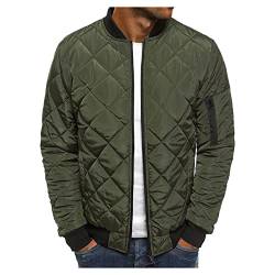 Wander Jacke Herren Ubergangs Jacke Herren Winter Parka Jacke Herren Einfarbiges Rundhals Rundhals Steppjacke Mit Reißverschluss Slim Fit Blouson Leichte Übergangsjacke Skelett Jacke (Armeegrün, Xl) von RMBLYfeiye