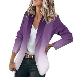 Wildlederjacke Damen Pilotenjacke Bomberjacke Bolero Damen Langarm Übergangsjacke Damen Herbst Langoffener Vorderseite Farbverlauf Business Jacke Herbst Cardigan Kurz Übergangsjacke Damen (Lila, M) von RMBLYfeiye