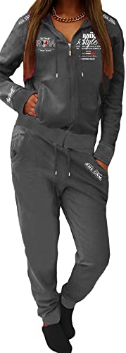 RMK Damen Jogginganzug Trainingsanzug Hose Jacke Streetwear Hausanzug Fitnessanzug A.2258 (40, Anthrazit) von RMK