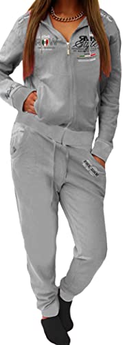 RMK Damen Jogginganzug Trainingsanzug Hose Jacke Streetwear Hausanzug Fitnessanzug A.2258 (48, Grau) von RMK