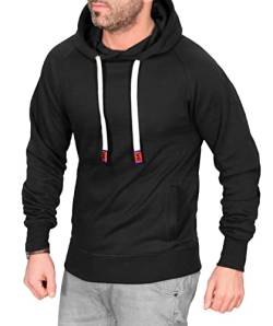 RMK Herren Basic Kapuzenpullover Sweatjacke Pullover Uni Hoodie mit Kapuze Sweatshirt P.04 Schwarz-Schwarz 3XL von RMK