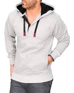 RMK Herren Basic Kapuzenpullover Sweatjacke Pullover Uni Hoodie mit Kapuze Sweatshirt P.05 Grau M von RMK