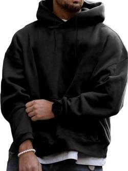RMK Herren Basic Kapuzenpullover Sweatjacke Pullover Uni Hoodie mit Kapuze Sweatshirt P.06 (DE/NL/SE/PL, Alphanumerisch, 4XL, Regular, Regular, Schwarz) von RMK