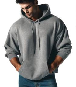 RMK Herren Basic Kapuzenpullover Sweatjacke Pullover Uni Hoodie mit Kapuze Sweatshirt P.06 (DE/NL/SE/PL, Alphanumerisch, 5XL, Regular, Regular, Grau) von RMK