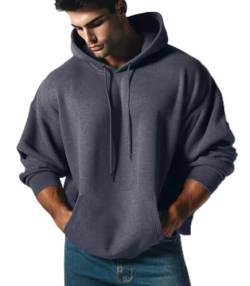 RMK Herren Basic Kapuzenpullover Sweatjacke Pullover Uni Hoodie mit Kapuze Sweatshirt P.06 (DE/NL/SE/PL, Alphanumerisch, XXL, Regular, Regular, Anthrazit) von RMK