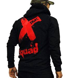 RMK Herren Basic Kapuzenpullover Sweatjacke Pullover Uni Hoodie mit Kapuze Sweatshirt P.513 Schwarz-Rot XS von RMK