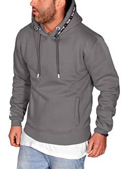 RMK Herren Basic Kapuzenpullover Sweatjacke Pullover Uni Sweatshirt Hoodie mit Kapuze P.02 Anthrazit M von RMK