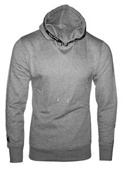 RMK Herren Basic Kapuzenpullover Sweatjacke Pullover Uni Sweatshirt Hoodie mit Kapuze P.02 Grau L von RMK