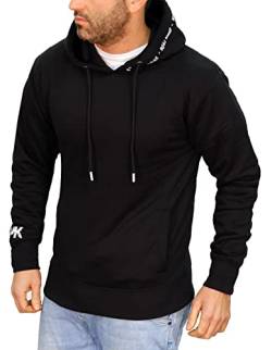 RMK Herren Basic Kapuzenpullover Sweatjacke Pullover Uni Sweatshirt Hoodie mit Kapuze P.02 Schwarz M von RMK