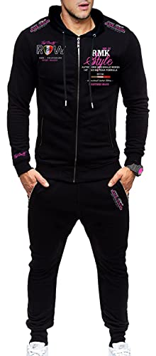 RMK Herren Fitness Jogginganzug Sportanzug Trainingsanzug Jogger Hausanzug A.2258 (as3, alpha, m, regular, regular, Schwarz-Pink) von RMK