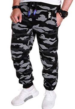 RMK Herren Hose Jogginghose Trainingshose Fitnesshose Sweatpants Camouflage_Schwarz H.02H.02 XS von RMK