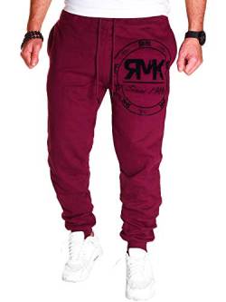 RMK Herren Hose Jogginghose Trainingshose Sporthose Fitnesshose Sweatpants Uni Einfarbig H.08 (M, Bordeaux) von RMK