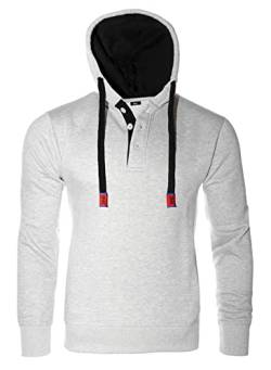 RMK Herren Kapuzenpullover Basic Sweater Pullover Uni Hoodie Pulli Kapuze Sweatshirt P.05 Grau XS von RMK