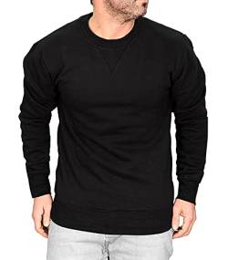 RMK Herren Pullover Basic Uni Sweatshirt Pulli mit Rundhalsausschnitt P.03 Schwarz 5XL von RMK