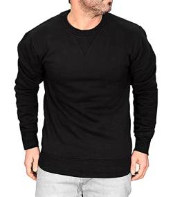 RMK Herren Pullover Basic Uni Sweatshirt Pulli mit Rundhalsausschnitt P.03 Schwarz 6XL von RMK