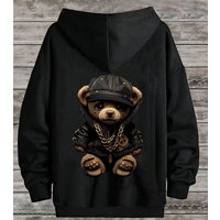 RMK Hoodie Herren Pullover Pulli Kapuzenpullover Sweatshirt Gangster Teddy Bär mit lizenziertem Print, mit Kapuze von RMK