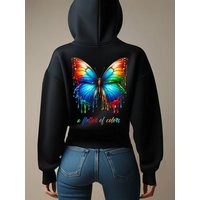 RMK Kapuzenpullover Damen Pullover Oversized Sweatshirts Schmetterling Butterfly Hoodie mit Kapuze von RMK