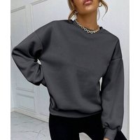 RMK Rundhalspullover Damen Pulli Pullover Hoodie Oversize Loose Fit Basic Einfarbig in Unifarbe von RMK