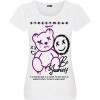 RMK T-Shirt Damen Shirt kurzarm Rundhalsshirt mit modischem Frontdruck "Teddy Bär von RMK