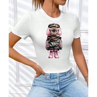 RMK T-Shirt Damen Shirt mit Print kurzarm Rundhalsshirt coole Katzen Cat Motive aus Baumwolle, mit lizenziertem Originaldesign von RMK