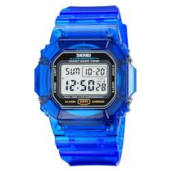 RNONDRY Digitale Armbanduhr für Damen und Herren, klare, wasserdichte Uhren für Männer, Damen-Digitaluhr für Jungen und Mädchen, Armbanduhr mit Datums-Alarm und Countdown, Blau, Sport von RNONDRY