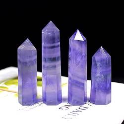 Dekorativer Kristall, natürlicher Kristall, bunt gestreift, blauer Fluorit-Quarzkristallstein, lila Fluoritspitze, sechseckiger Zauberstab, Heimdekorationskristall Kristalle und Steine ( Color : 7-9cm von RNUMLIGH