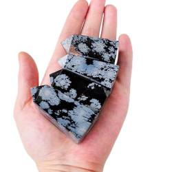 RNUMLIGH 1 Stück natürlicher Schneeflocken-Obsidian, tetraedrischer Kristall, magischer Punkt, Turm, Quarz, Säule, Stein, Kunsthandwerk ZoCzkgzd (Size : 10-20g) von RNUMLIGH