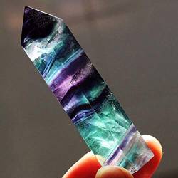 RNUMLIGH Natürlicher Fluorit-Kristall, bunter gestreifter Fluorit-Quarz-Kristall, Punkt, sechseckiger Stabstein – PEIQIYIN ZoCzkgzd (Color : 4.1-4.9cm, Size : Other) von RNUMLIGH