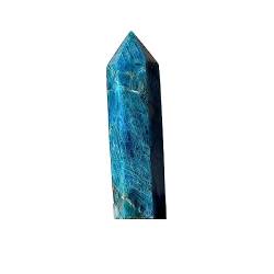 RNUMLIGH Natürlicher Quarzstab, blauer Apatit-Punkt, Kristallturm, Minen-Edelstein, sechseckige Heimdekoration ZoCzkgzd (Size : 7-8cm) von RNUMLIGH