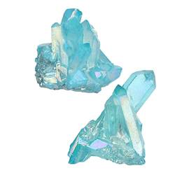 RNUMLIGH PEIQIYIN Naturkristall Raue mehrfarbige natürliche Kristallclusterprobe Quarzkristalle Stein Galvanisierung beschichtete glückliche -Steine ZoCzkgzd (Color : Light Blue, Size : 50-70g) von RNUMLIGH
