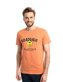 ROADSIGN Australia Herren T-Shirt mit Rundhalsausschnitt & Logo-Aufdruck, 100% Baumwolle Orange | L von ROADSIGN