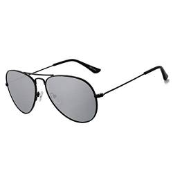 ROCF ROSSINI Polarisierte Pilotenbrille Damen Verspiegelt Piloten Sonnenbrille Herren Retro-Brillen Unisex UV400 Schutz mit Box (Black/Grey) von ROCF ROSSINI