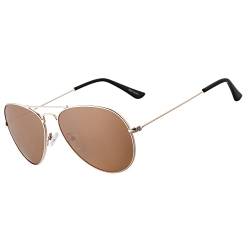 ROCF ROSSINI Polarisierte Pilotenbrille Damen Verspiegelt Piloten Sonnenbrille Herren Retro-Brillen Unisex UV400 Schutz mit Box (Gold/Brown) von ROCF ROSSINI