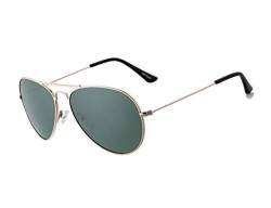 ROCF ROSSINI Polarisierte Pilotenbrille Damen Verspiegelt Piloten Sonnenbrille Herren Retro-Brillen Unisex UV400 Schutz mit Box (Gold/G15) von ROCF ROSSINI