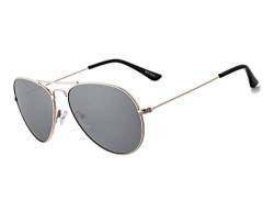 ROCF ROSSINI Polarisierte Pilotenbrille Damen Verspiegelt Piloten Sonnenbrille Herren Retro-Brillen Unisex UV400 Schutz mit Box (Gold/Grey) von ROCF ROSSINI