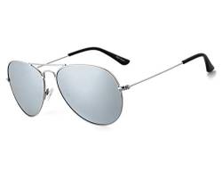 ROCF ROSSINI Polarisierte Pilotenbrille Damen Verspiegelt Piloten Sonnenbrille Herren Retro-Brillen Unisex UV400 Schutz mit Box (Silver/Silver) von ROCF ROSSINI