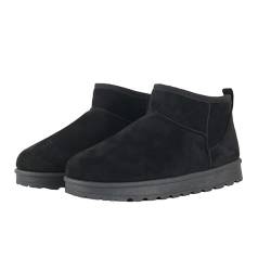 ROCHI FASHION Damen Plateau-Mini-Stiefel, knöchelhoch, zum Reinschlüpfen, rutschfest, mit Kunstfell gefüttert, warme Winterstiefel, Bu Cozy Black, 40 EU von ROCHI FASHION