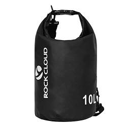 ROCK CLOUD Dry Bag Wasserdichter 30L Trockensack für Kajak, Rafting, Bootfahren, Strand, Surfen, Schwimmen, Kanu, Camping, Wandern, Angeln, Ski, Schwarz , 10 l, Dry Bag von ROCK CLOUD