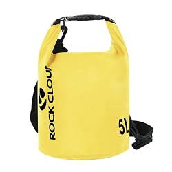 Rock Cloud Dry Bag Wasserdichter 5L Trockensack für Kajakfahren, Rafting, Bootfahren, Strand, Surfen, Schwimmen, Kanu, Camping, Wandern, Angeln, Ski, Gelb von ROCK CLOUD