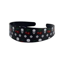 Haarschmuck Haaraccessoire Leopard Retro Verschiedene Motive Haarreifen Damen Vintage Haarband Headband Breite Haarreifen für Damen Mädchen (Haarreif Totenkopf Kirschen) von ROCK DADDY Estd 2000 ROCK HARD CLOTHING