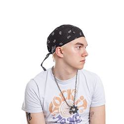 Kopftuch Atmungsaktiv Sports Bandana Bikertuch Radmütze Schnelltrocknend Pirat UV Schutz verstellbar Radsport Schweißabsorbierende Kopfbedeckung (Classic Paisley Kopftuch Schwarz) von ROCK DADDY Estd 2000 ROCK HARD CLOTHING