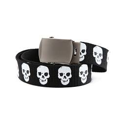 ROCK DADDY Estd 2000 ROCK HARD CLOTHING Unisex Adjustable Unisex Belt Gürtel Canvas Jeans Metallschnalle Streetwear Mode Belt Resistentem Canvas Tactical (Totenkopf) von ROCK DADDY Estd 2000 ROCK HARD CLOTHING