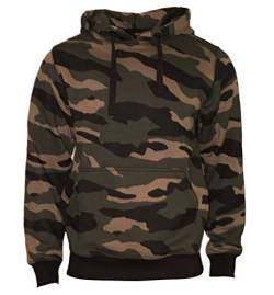 Kapuzenpullover Hoodie Workerhoodie kapuzen Sweatshirt - Herren - 380g hochwertig und sehr soft - Original von ROCK-IT - camouflage Grün/Braun Large von ROCK-IT Apparel