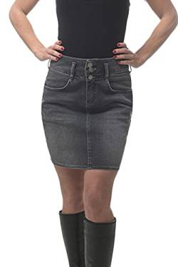 ROCK-IT Apparel® Damen Jeansrock - Figurbetont hohe Taille - Jeansstoff Weich und elastisch - Gehschlitz hinten - Größen 34-42 - Farbe Schwarz 34 von ROCK-IT Apparel