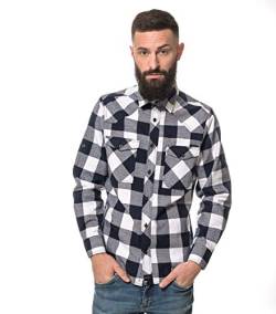 ROCK-IT Apparel® Flanellhemd Herren Langarm Holzfällerhemd Karohemd Premium Freizeithemd Shirt kariert Größen S-5XL Made in Europe Blau/Weiß 3XL von ROCK-IT Apparel